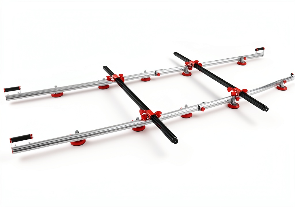 Installing RUBI Slim Easy Trans high load linear guide on a steel frame bench