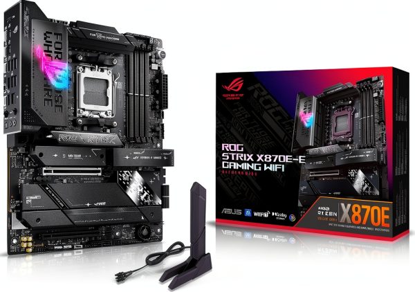 ASUS ROG Strix X870E-E Gaming WiFi AMD AM5 X870 ATX Motherboard 18+2+2 Power Stages, Dynamic OC Switcher, Core Flex, DDR5 AEMP, WiFi 7, 5X M.2, PCIe® 5.0, Q-Release Slim, USB4®, AI OCing & Networking-0